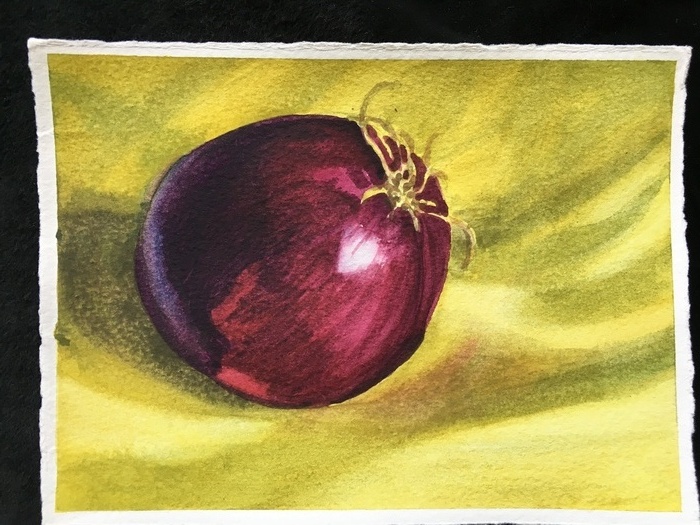 Red Onion on Yellow